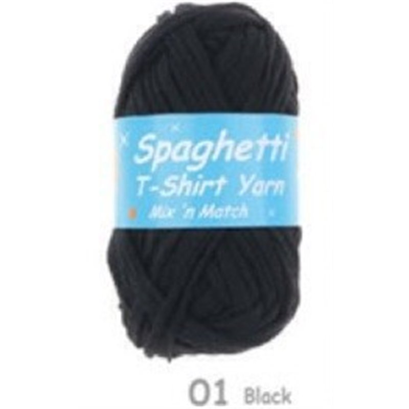 Spaghetti T-Shirt Yarn Black 01 100g