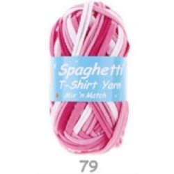 Spaghetti T-shirt yarn Multi  pink white 79 100g