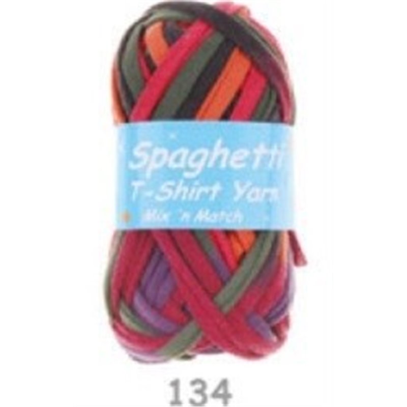 Spaghetti T-shirt Yarn purple/plum/red/orange/green134 100g