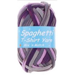 Spaghetti T-Shirt yarn Purple/Greys 137 100g